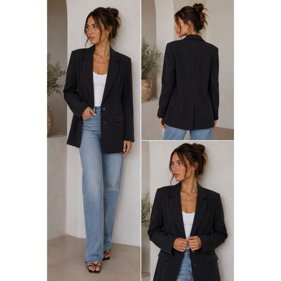 Waverly Grey Jackets & Blazers - WAVERLY GREY Oversized Two Button Blazer Black X-Small